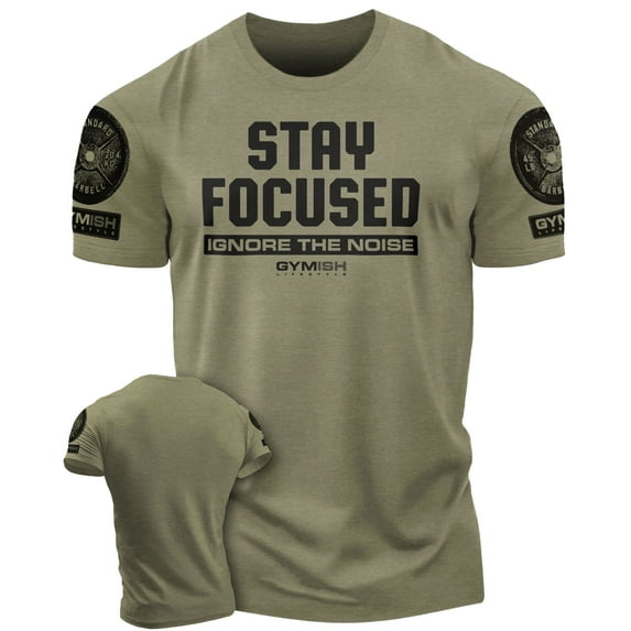 Gymish Stay Focused Workout T-Shirt for Men – Funny Gym Shirt, Mens Gym TShirt, Motivational Fitness Tee, Gym Clothes for Men