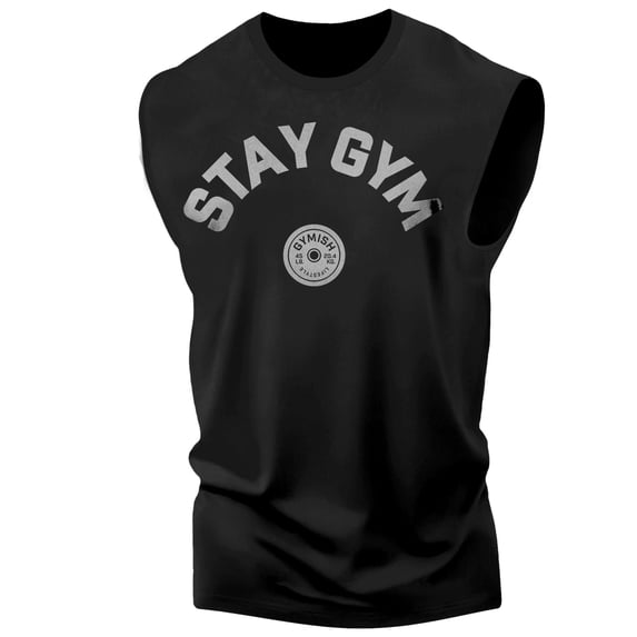 Gymish Stay Gym Workout Muscle Tank Top for Men, Funny Gym Shirts, Lifting T-Shirt, Deadlift Tee, Men's Gym Shirt, Workout Tops, Powerlifting & Bodybuilding Tee