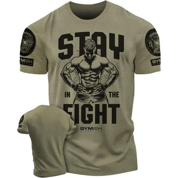 Gymish Stay In Fight Workout T-Shirt - Funny Gym Shirt, Men's Lifting Tee, Workout T-Shirt for Men, Athletic Gym Wear, Fitness & Weightlifting Shirt