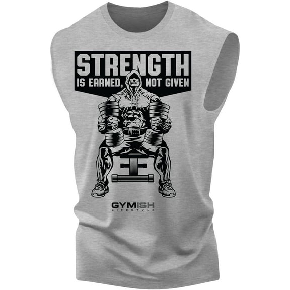 Gymish Strength Is Earned Not Given Workout T-Shirt – Motivational Lifting Gym Shirt for Men, Athletic Fitness Tee, Funny Gym Apparel