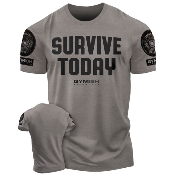 Gymish Survive Today Workout T-Shirt for Men – Funny Gym Shirt, Mens Fitness Tee, Motivational Gym Clothes, Workout Shirt for Men