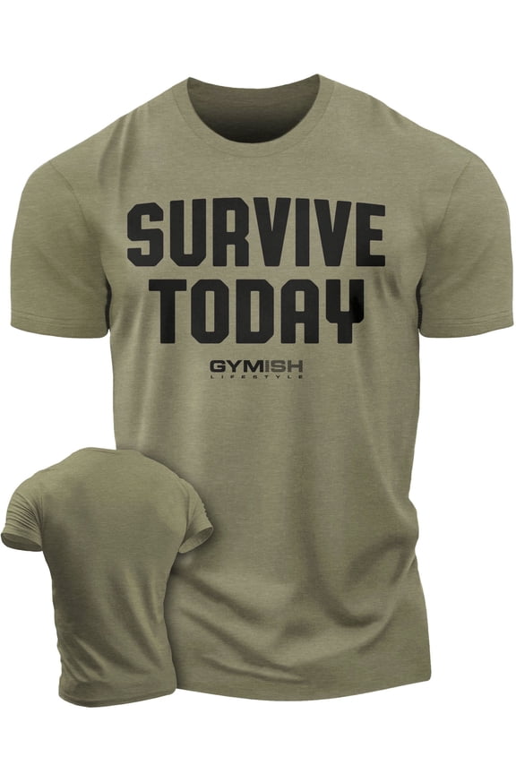 Survive Today Workout T-Shirt for Men – Funny Gym Shirt, Mens Fitness Tee, Motivational Gym Clothes, Workout Shirt for Men