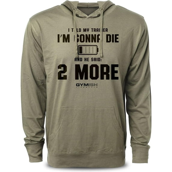 Gymish Two More Workout Hoodie for Men – Funny Gym Shirt, Motivational Lifting Tee, Athletic Gym Clothes, Men's Workout Top