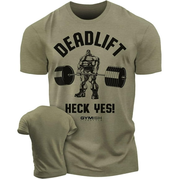 Gymish Deadlift Heck Yes Workout Shirt for Men – Funny Gym T-Shirt, Men’s Lifting Tee, Athletic Workout Shirt, Gym Clothes for Men