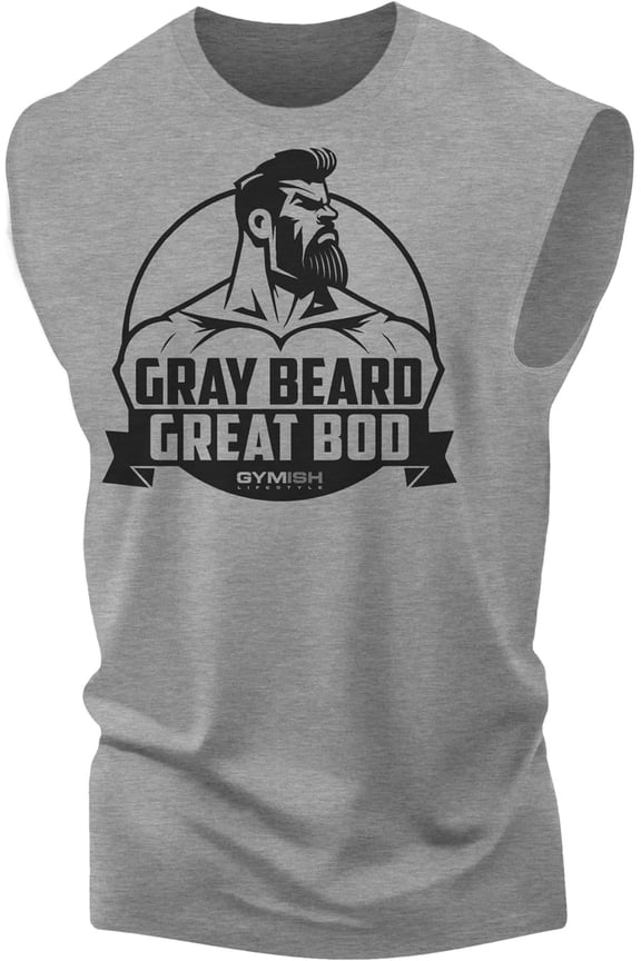 Gray Beard Great BOD Workout Muscle Tank Top for Men – Motivational Gym T-Shirt, Mens Gym Shirt, Athletic Workout Wear