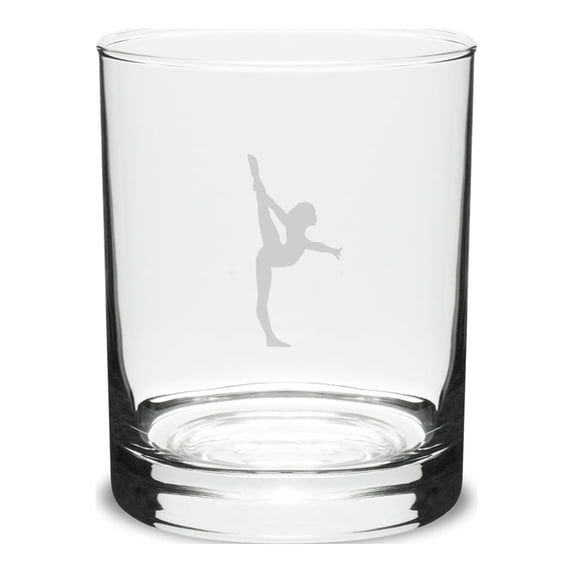 Gymnast 14 oz. Deep Etched Double Old Fashion Glass