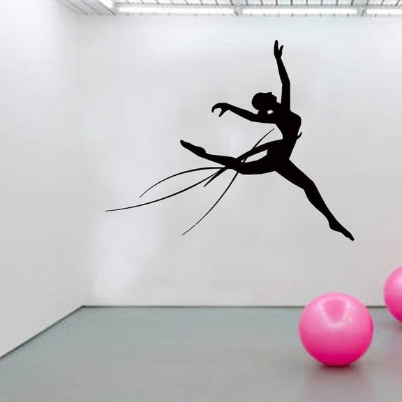 Gymnast Girl Wall Decal Sport Jumping Gymnastics Vinyl Window Sticker Dance Room Girls Bedroom Interior Decor Art Wallpaper 58x40cm