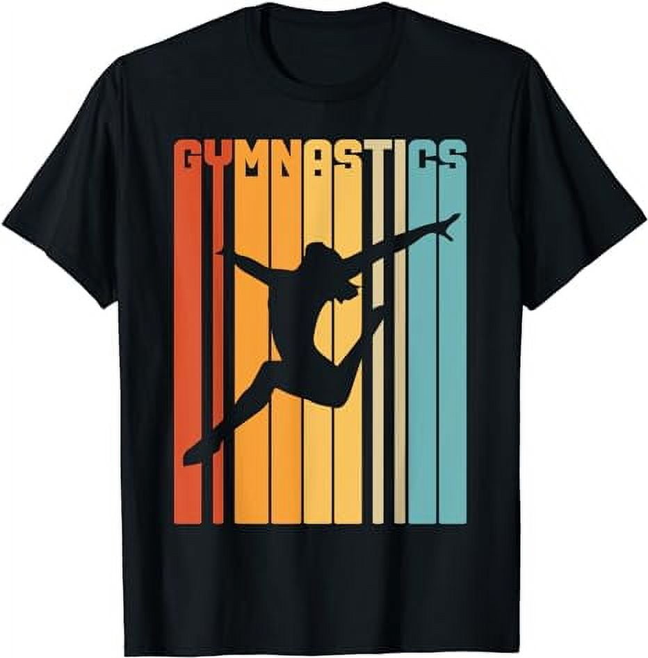 Gymnast Gymnastics Sport Retro 60s 70s Girls Women Sunset T-Shirt ...