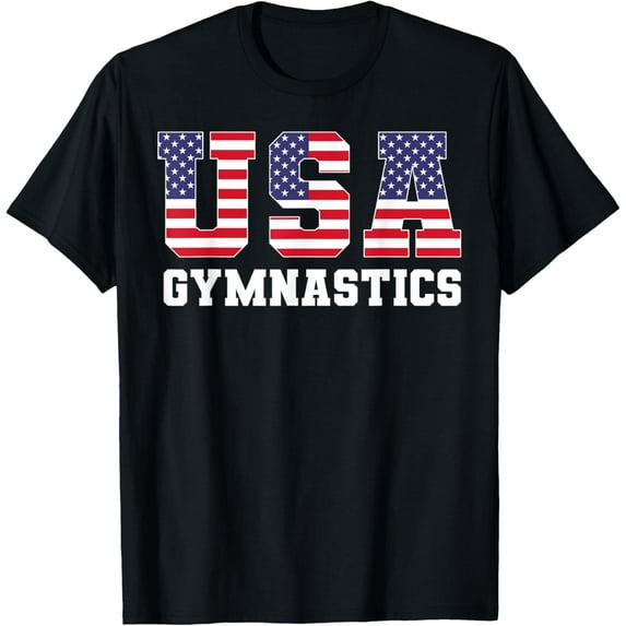 Gymnast Gymnastics USA American Flag 4th of July Girls Boys T-Shirt