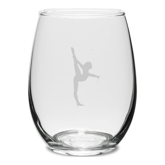 Gymnast Swing 15 oz. Deep Etched Stemless Wine Glass