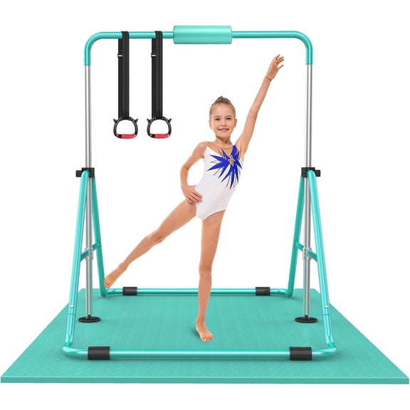 Gymnastic Bars for Kids with Adjustable Height, Folding Gymnastic Training Kip Bar, Expandable Horizontal Bar for Home