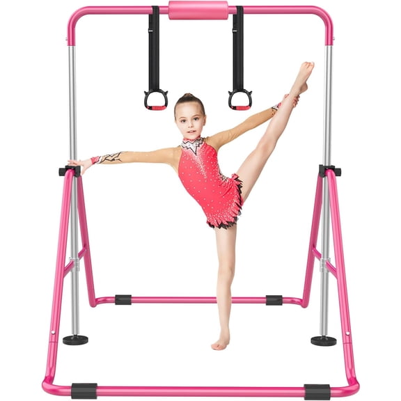 Gymnastic Bars for with Adjustable Height, Folding Gymnastic Kip Bar, Expandable Horizontal Bar for