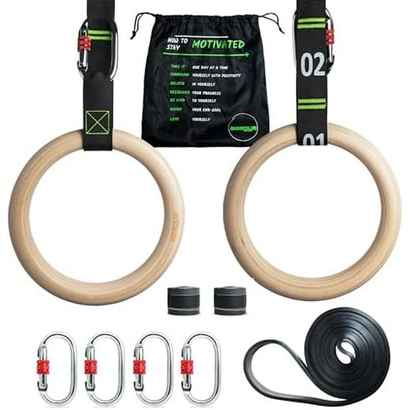 Gymnastic Rings with Adjustable Straps, 1.1" Olympic Rings, Calisthenics Rings Equipment, Gym Rings with Straps for Home Workout, Outdoor Exercise Rings, Crossfit Pull Up Row Dip Ring Training