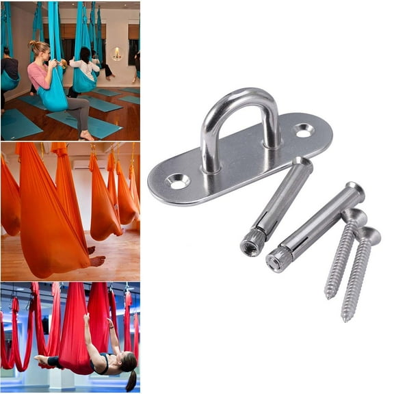 Beaupretty Sturdy Stainless Steel Gymnastic Rings for Yoga with Reliable Wall Mount Anchor Suitable for Indoors Outdoors 6.5mm Thickness