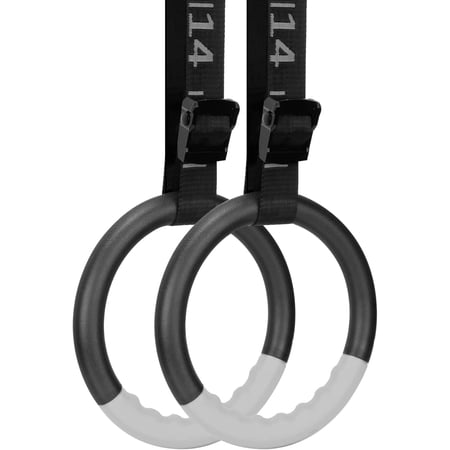 Gymnastic Rings with 15 FT Adjustable Straps Non-Slip Gymnastics Rings Pull Up Workout Rings for Home Gym Exercise, Training Grey