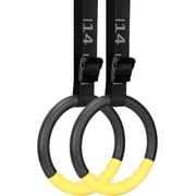 Gymnastic Rings with 15 FT Adjustable Straps Non-Slip Gymnastics Rings Pull Up Workout Rings for Home Gym Exercise, Training yellow