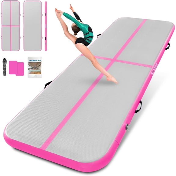Gymnastics Air Mat 8.2ft/10ft/13ft/16ft Inflatable Air Tumble Track Mat 4" Thick Tumbling Mat With Pump/No Pump for Tumble Yoga Cheerleading Parkour Beach Water Activities Use