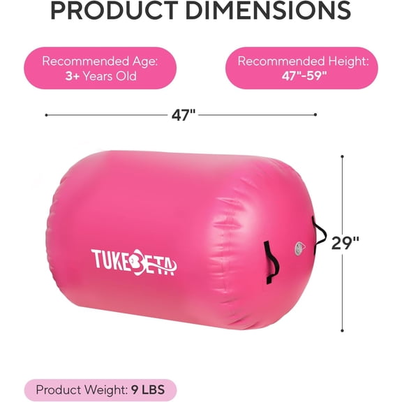 Gymnastics Air Roller Air Barrel Inflatable Tumbling Mat Tumble Air Spot - Gymnastics Training Springboard - Round Inflatable Springboard with Pump for Yoga Training Cheerleading Home Use