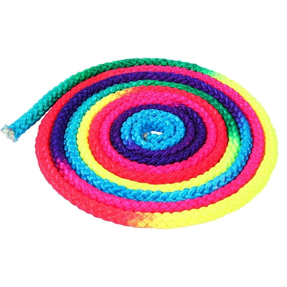 Gymnastics Art Rope, Rainbow Color Rhythmic Gym Ropes Solid Competition Arts Training Sports Rope Reusable Nylon Jumping Equipment for Professional Skipping Home Fitness Kids Playing Exercise