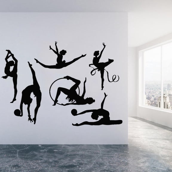 Gymnastics Athlete Wall Decal Dancing Girls Wall Stickers Sport Vinyl Wall Art Murals Girls Room Decoration Poster Wallpaper 57x33cm