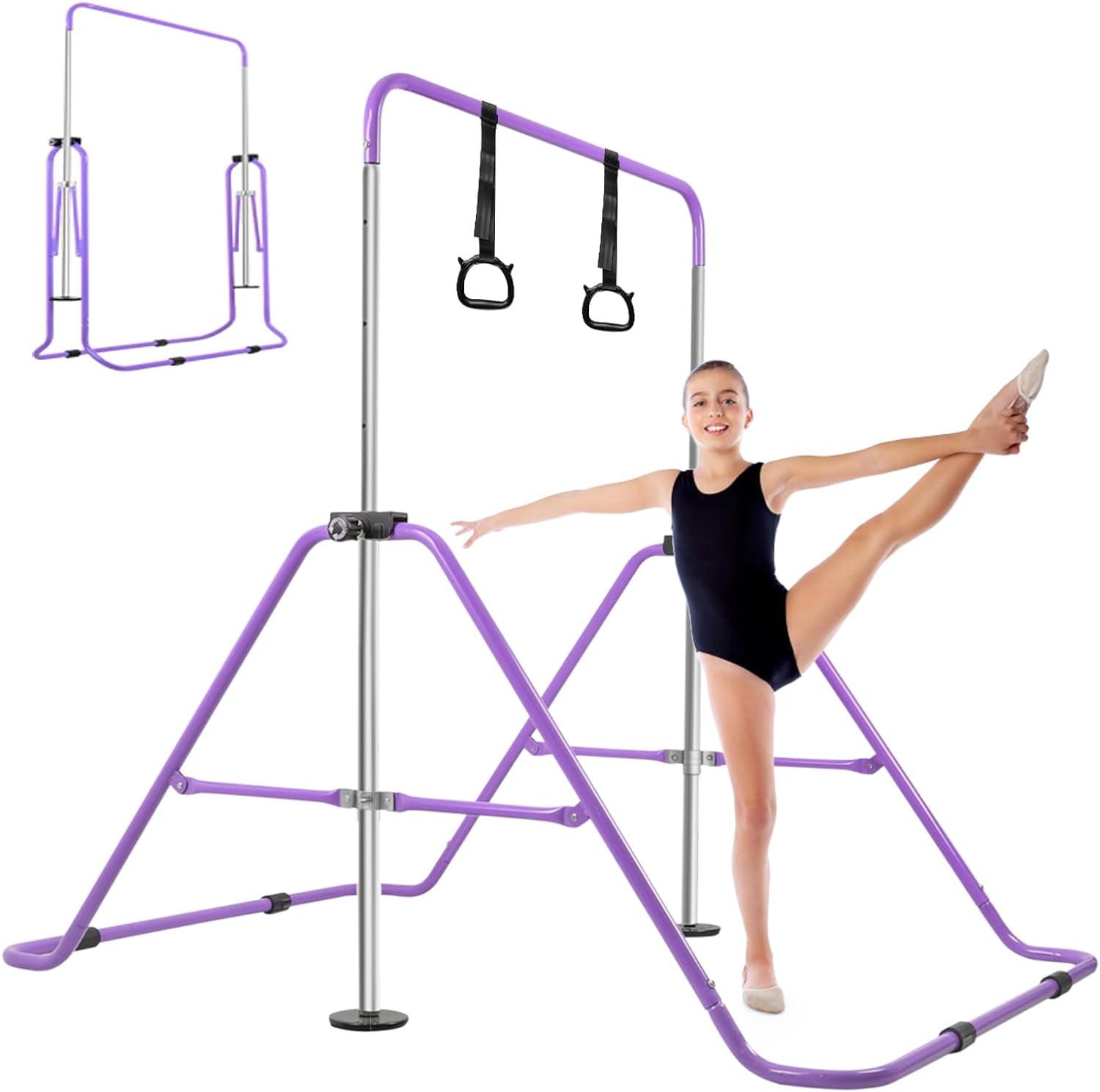 Gymnastics Bar for Home Expandable Adjustable Height Gymnastic Horizontal Bars Folding Junior