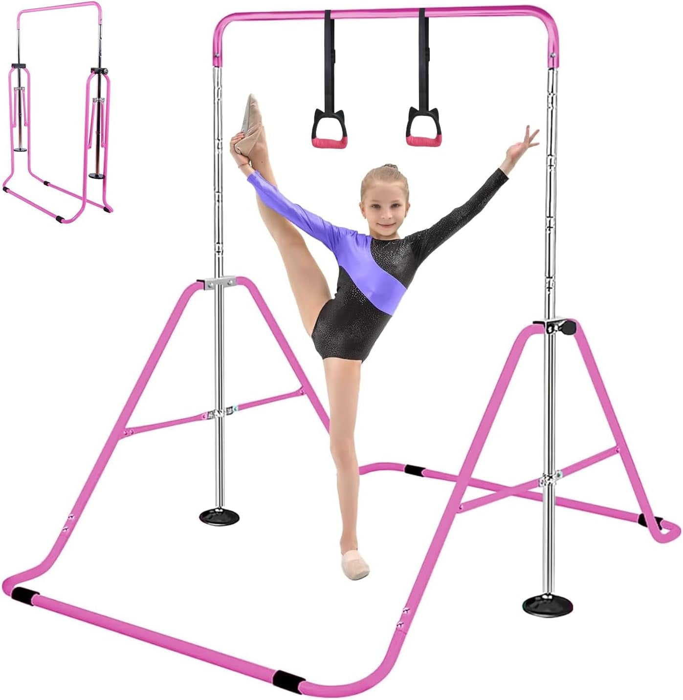 Primy 150lb Folding Gymnastics Bar – Height Adjustable Trainer