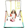 thumbnail image 1 of Gymnastics Bar for Kids Home Training Kip Bar 4 in 1 Set with Swing Seat, 2X Trapeze Rings | Expandable and Folding Horizontal Bar | Junior Gymnastic Equipment Monkey Bars Jungle Gym Playground, 1 of 8