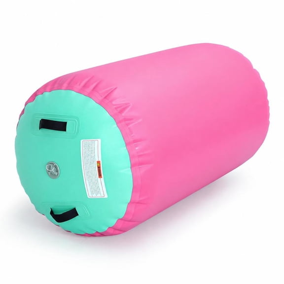 Gymnastics Barrel Air Roller 23.6 X 40 in Inflatable Tumbling Mat with Electric Pump, Pink
