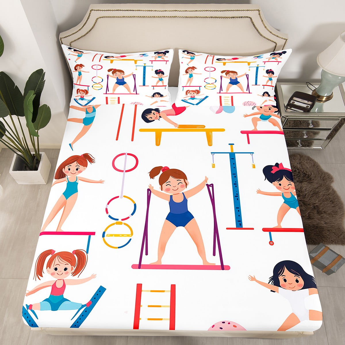 Gymnastics Bed Sheets Sports Gymnast Fitted Sheet Queen Size,Gymnastics ...