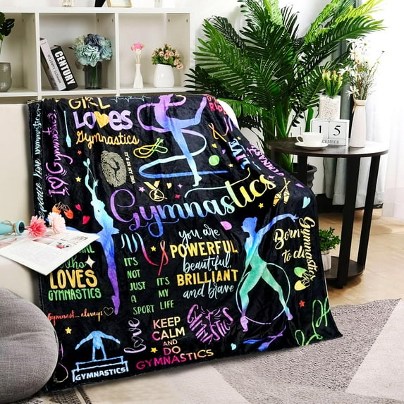 Gymnastics Blanket Gifts for Women Girls, Gymnasts Throw Blanket Super Soft Lightweight Travel Bed Sofa Blankets for Gymnast Gymnastic Lovers Competition Accessories, 50 脳 60 Inch