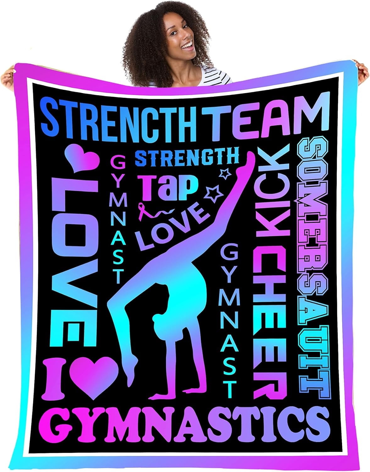 Gymnastics Blanket Loves Gymnastics Kids Fleece Throw Blanket Gymnastics Birthday Party Gift for Teens Kids Daughter Granddaughter Ultra Soft Sofa Bed Blanket Travel Blanket Luxurious Blanket 40"X30"
