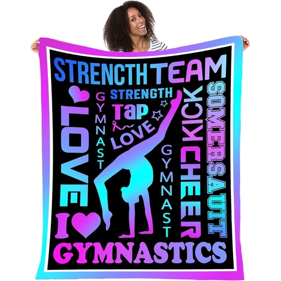 Gymnastics Blanket Loves Gymnastics Kids Fleece Throw Blanket Gymnastics Birthday Party Gift for Teens Kids Daughter Granddaughter Ultra Soft Sofa Bed Blanket Travel Blanket Luxurious Blanket 40"X30"