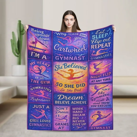 Gymnastics Blankets Gifts for Girls, Gymnastics Gifts Stuff for Girls, Present for Gymnasts Women on Birthday Gifts for Mothers Day Soft Flannel Throw Blanket for Holiday 50x40