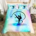 thumbnail image 1 of Gymnastics Comforter Cover For Girls, Gymnastics Lover Duvet Cover Queen Size Gymnast Gifts For Girls Women, Rainbow Gradient Bedding Set Ombre Galaxy Pastel Quilt Cover With 2 Pillow Cases, Zipper, 1 of 5