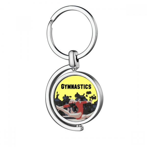 Gymnastics Competitive Art Rotating Keychain Metal Keyring Holder
