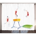 thumbnail image 1 of Gymnastics Curtains 2 Panels Set, Man Jumping over the Pummel Horse Olympic Level Acrobatics Cartoon Illustration, Window Drapes for Living Room Bedroom, 108W X 108L Inches, Multicolor, by Ambesonne, 1 of 3