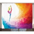 thumbnail image 1 of Ambesonne Gymnastics Curtains 2 Panel Set, Polygonal Girl Motif, 108" x 96", Multicolor, 1 of 3