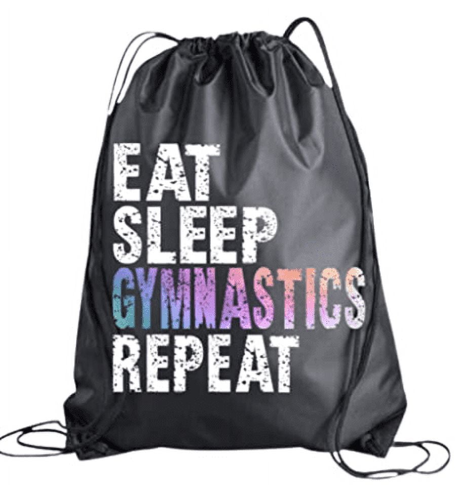 Gymnastics Drawstring Bag for Girls, Eat Sleep Gymnastics Repeat Backpack,  Gymnasts Gift, Teen Sport Pack Cinch Sack Tote Bag