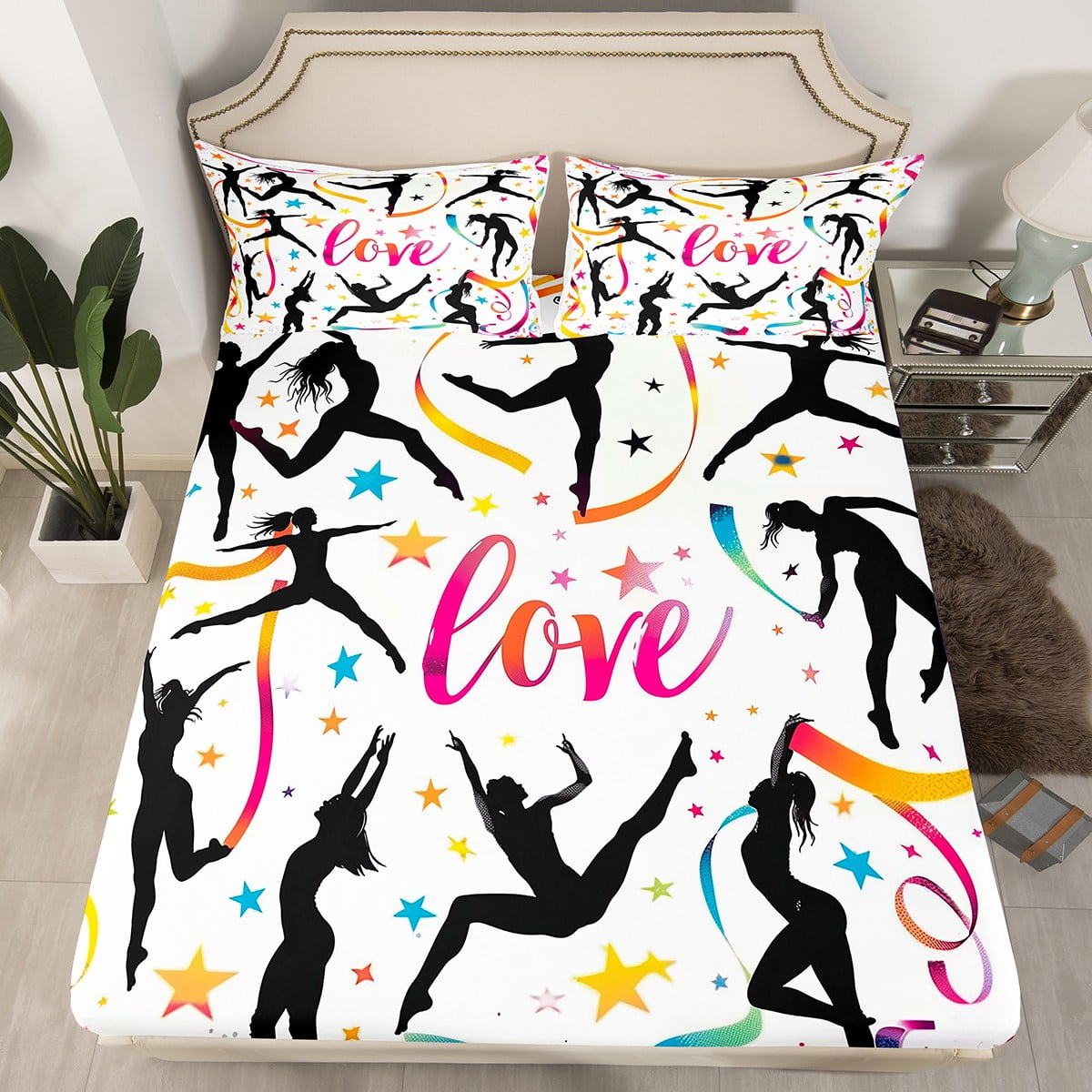 Gymnastics Fitted Sheet Queen Size Gymnastics Games Bed Sheets Sports ...