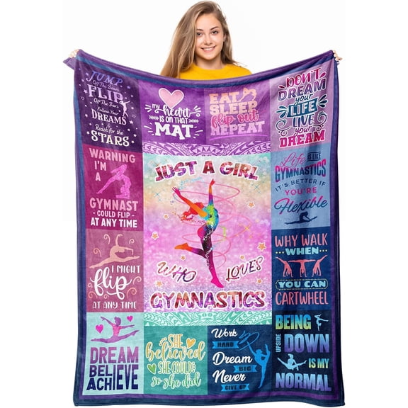 Gymnastics Gifts for Girls, Girls Gymnastics Blanket Gifts, Gifts for Gymnasts Gymnastics Girls, Gymnastics Blanket for Girls, Gymnastics Christmas Birthday Gifts Throw Blanket 50" x 40"