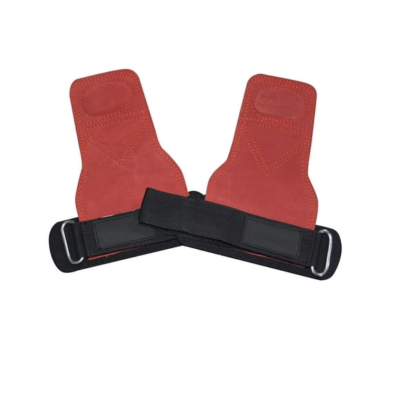 Gymnastics Grips Cross Training Hand Grips Wrist Wraps Weight Lifting Gloves Workout Gloves for Men, Deadlift, Dumbbells, Strength Training Red