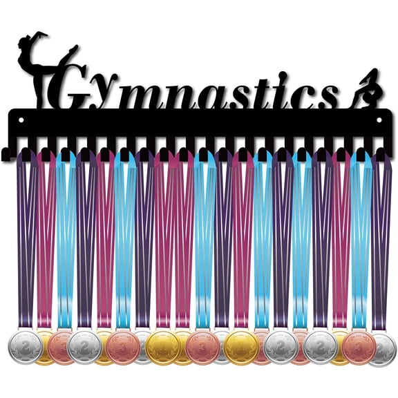 Gymnastics Gymnast Medal Hanger Holder Display Hanger Rack Hooks Wall Mounted for Girl Players Over 60 Medals Black 15.7 x 5.4inch for DIY