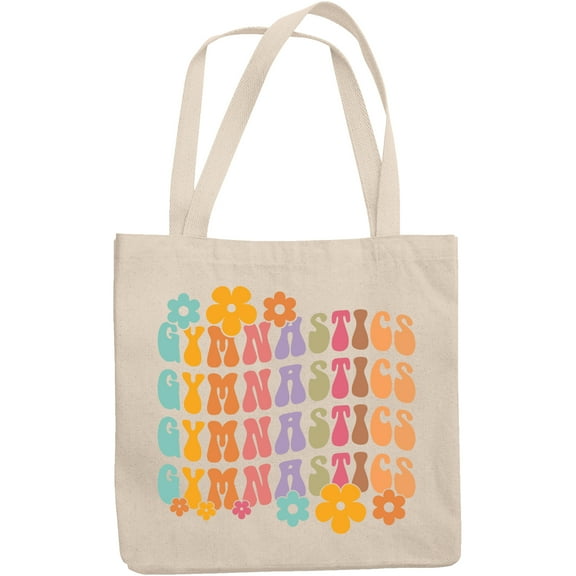 Gymnastics, Gymnast Themed, Groovy Retro Wavy Text Merch Gift, 12oz Canvas Tote Bag