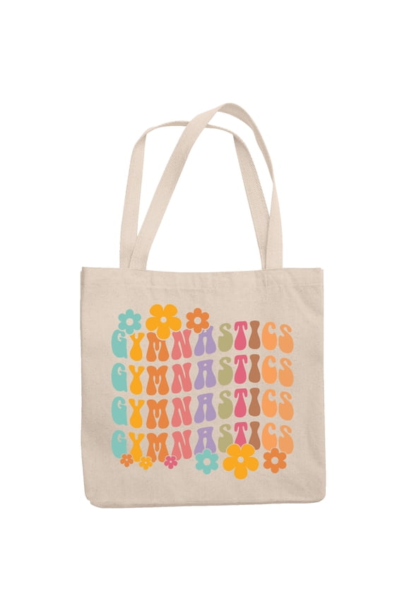 Gymnastics, Gymnast Themed, Groovy Retro Wavy Text Merch Gift, 12oz Canvas Tote Bag