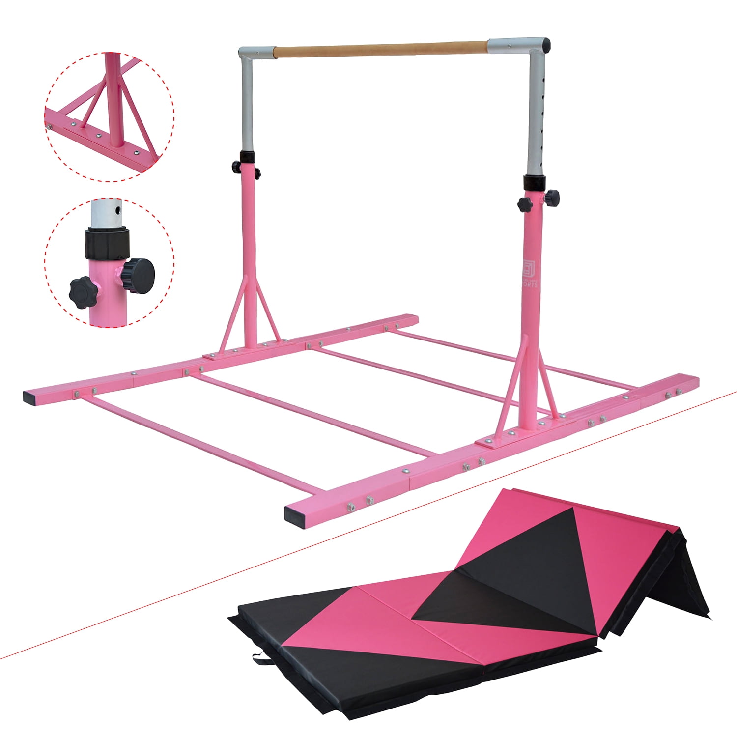 Gymnastics Junior Training Kip Bar Pro with 10'x4'x2" Tumbling Folding