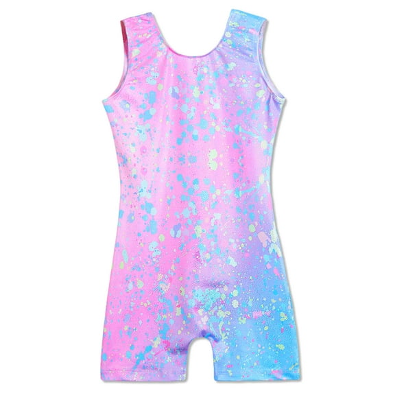 Gymnastics Leotard Girls Blue Size 4t 5t Sparkly Unitard Biketards with Shorts