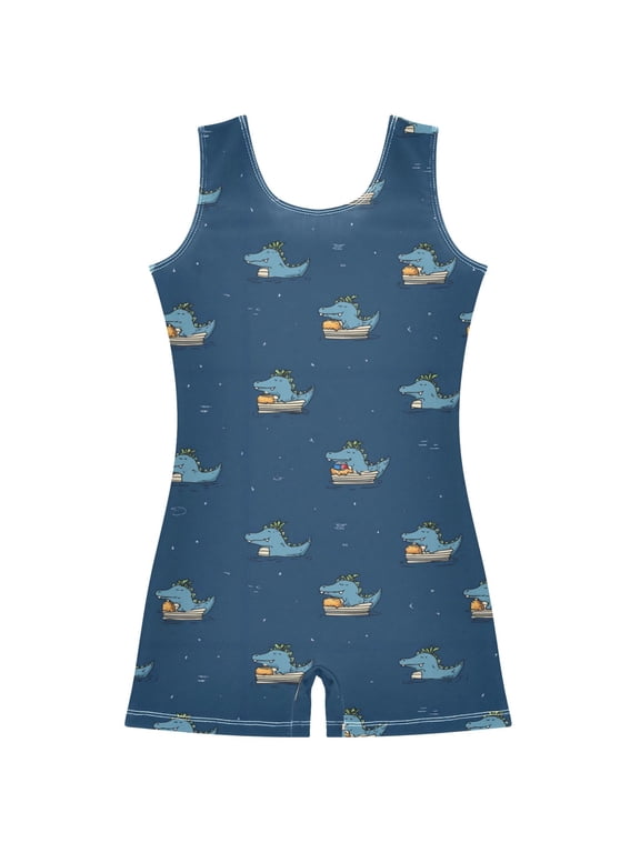 Gymnastics Leotard Sleeveless Bathing Crocodile Stretchy Dance Bodysuit Breathable Athletic Ballet Yoga Outfit for Ages 3-14