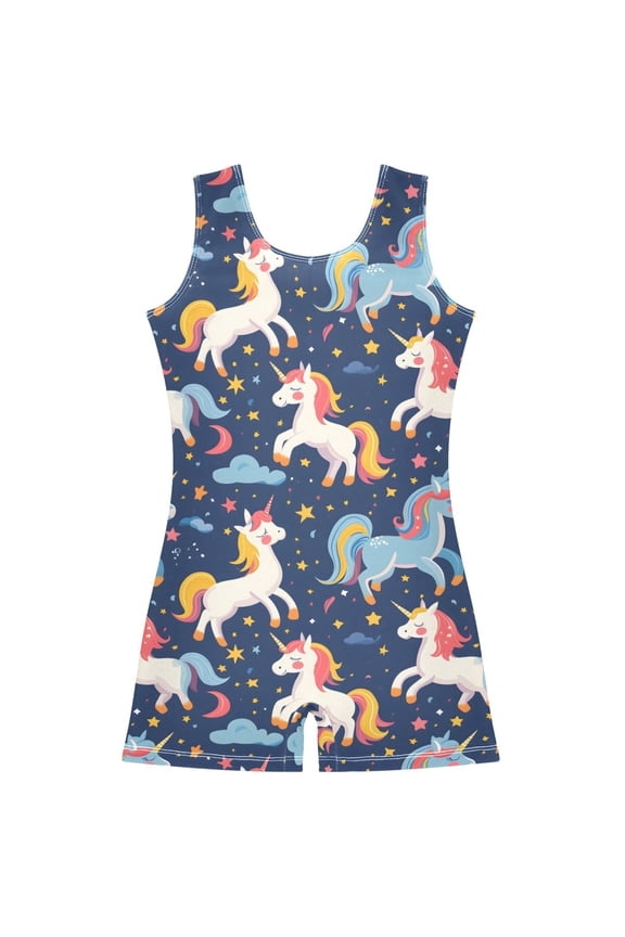Gymnastics Leotard Sleeveless Cute Unicorn Stretchy Dance Bodysuit Breathable Athletic Ballet Yoga Outfit for Ages 3-14