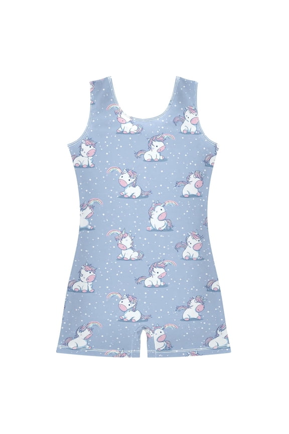 Gymnastics Leotard Sleeveless Cute Unicorn Stretchy Dance Bodysuit Breathable Athletic Ballet Yoga Outfit for Ages 3-14