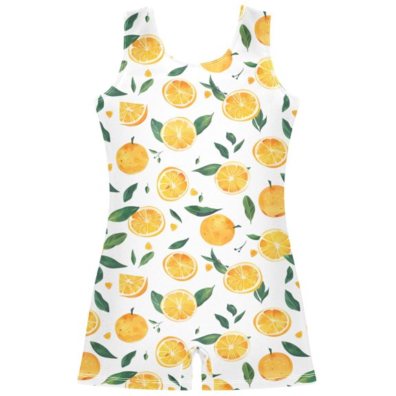 Gymnastics Leotard Sleeveless Lemon Stretchy Dance Bodysuit Breathable Athletic Ballet Yoga Outfit for Ages 3-14